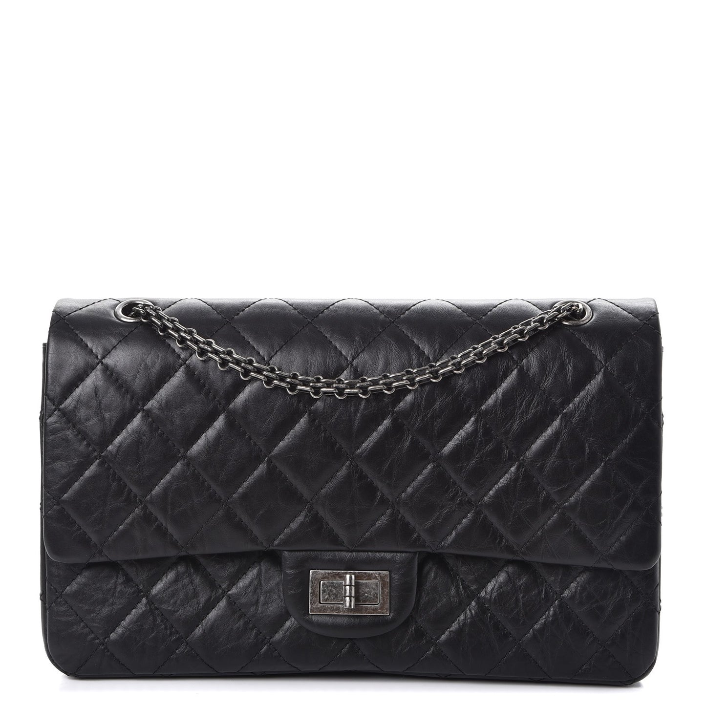 Aged Calfskin Quilted 2.55 Reissue 227 Flap Black