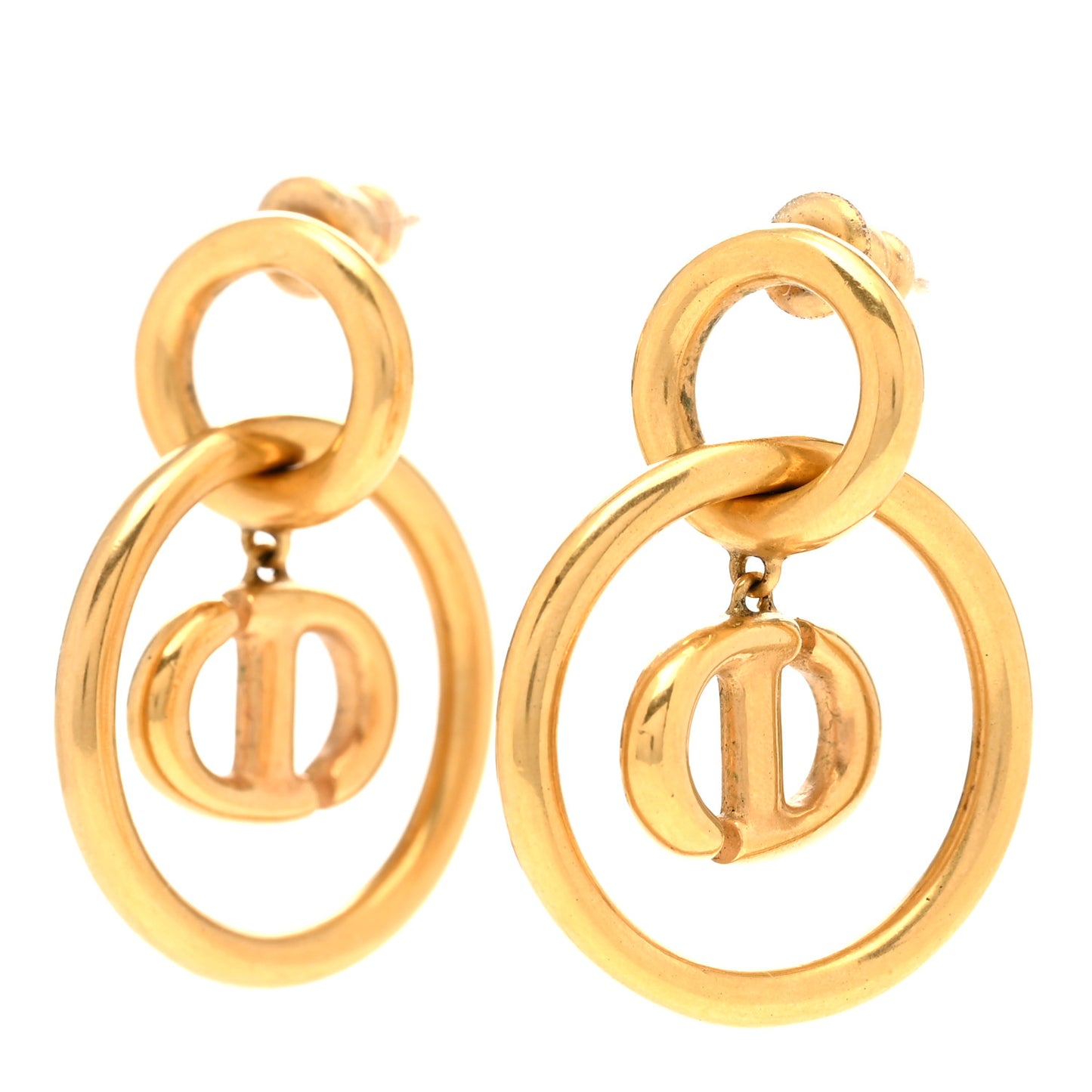 Metal CD Navy Earrings Gold