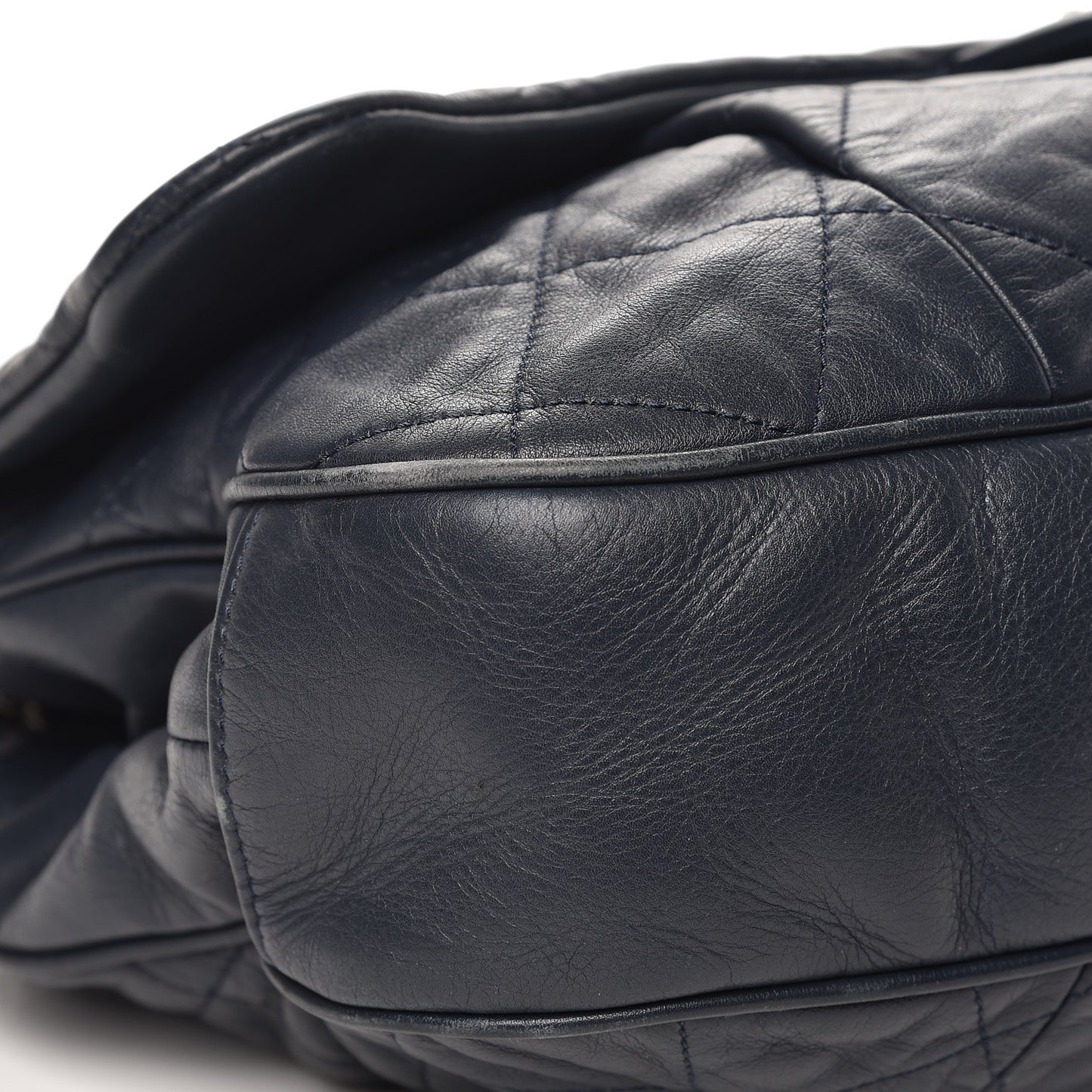 Calfskin Quilted Coco Pleats Flap Dark Navy Blue