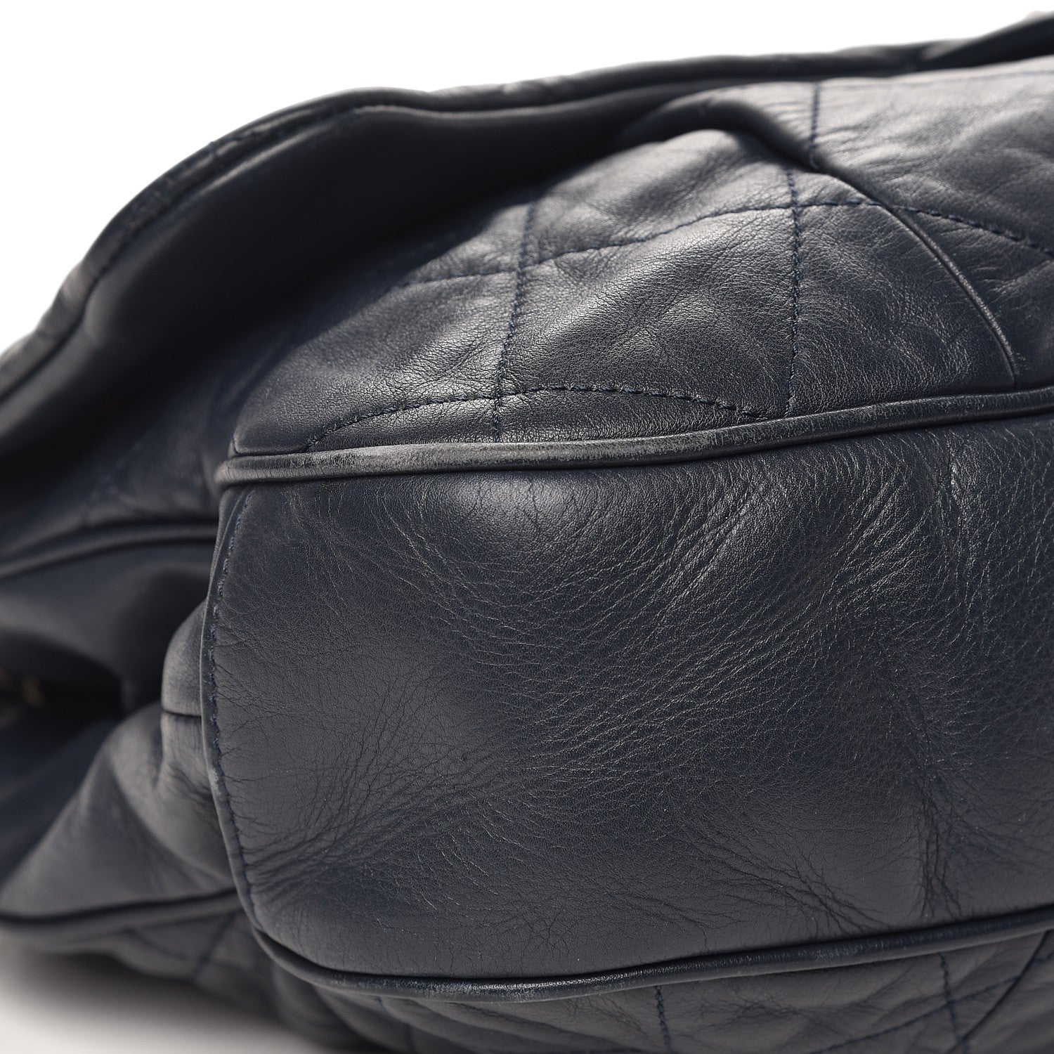 Chanel Calfskin Quilted Coco Pleats Flap Dark Navy Blue 10 of 13