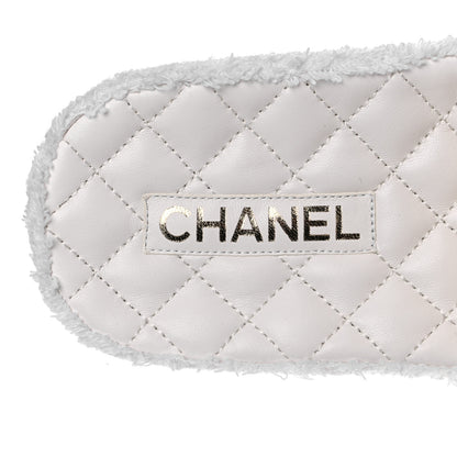 Chanel Patent Fabric CC Flat Slide Sandals 40 White 6 of 8