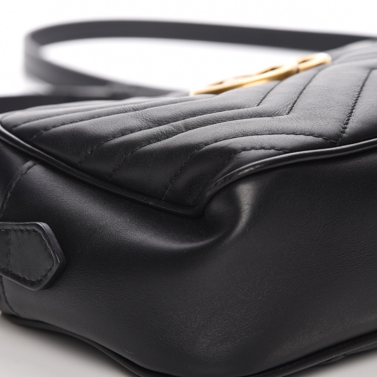 Calfskin Matelasse Small GG Marmont Chain Shoulder Bag Black