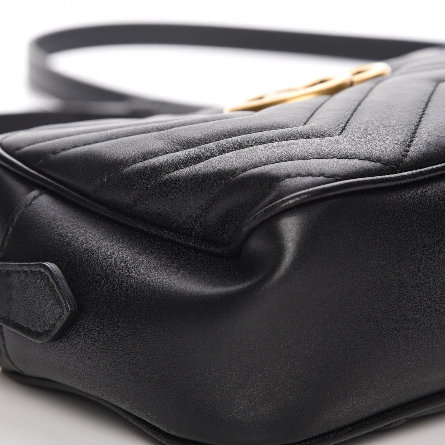 Gucci Calfskin Matelasse Small GG Marmont Chain Shoulder Bag Black 8 of 8