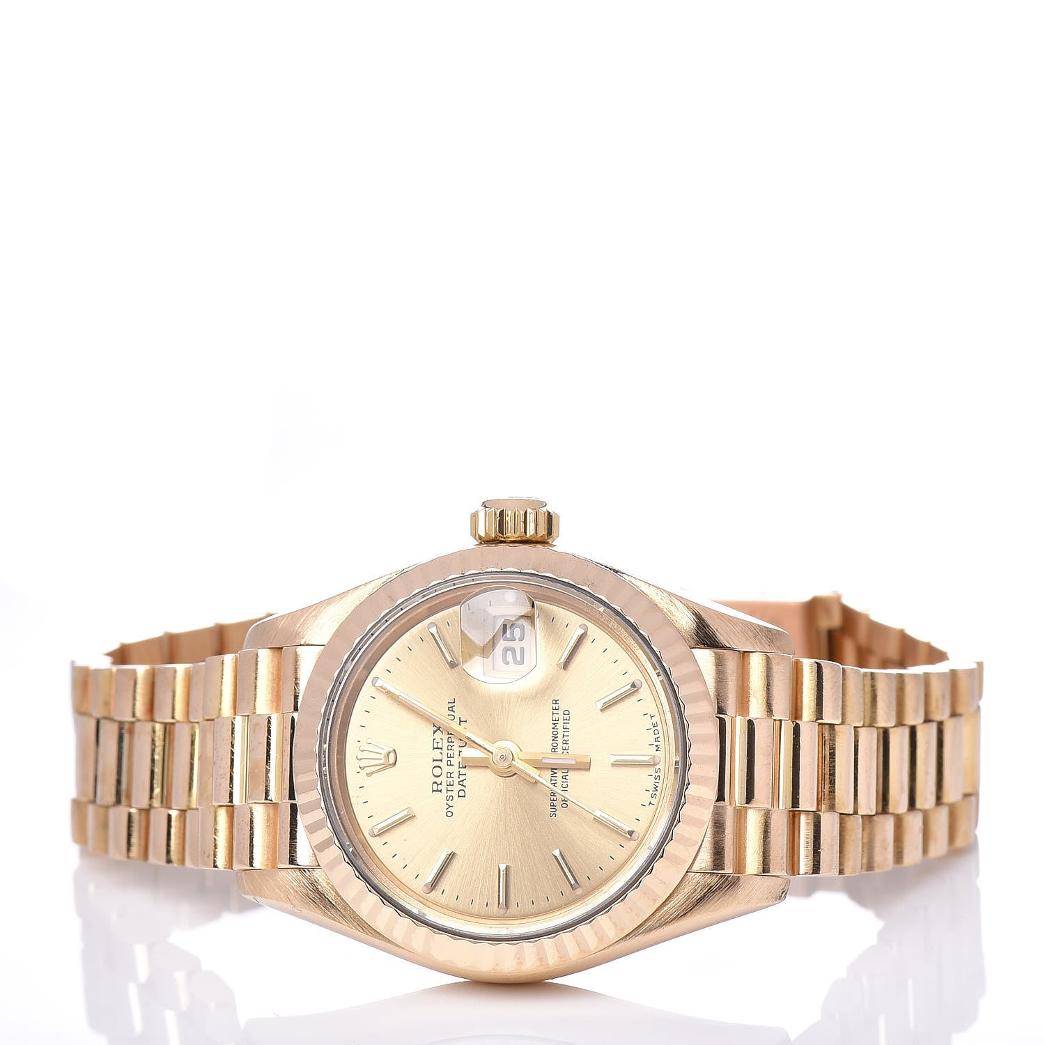 Rolex 18K Yellow Gold 26mm Datejust President Watch Champagne 79178 3 of 5
