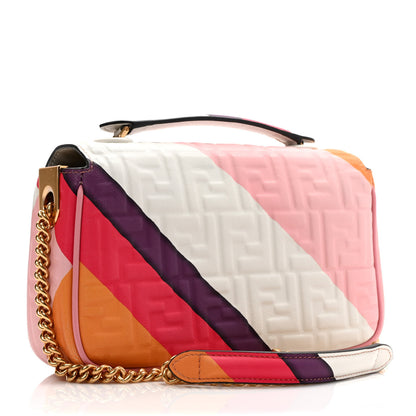 Fendi Nappa FF Embossed Line Print Midi Chain Baguette White Multicolor 3 of 8