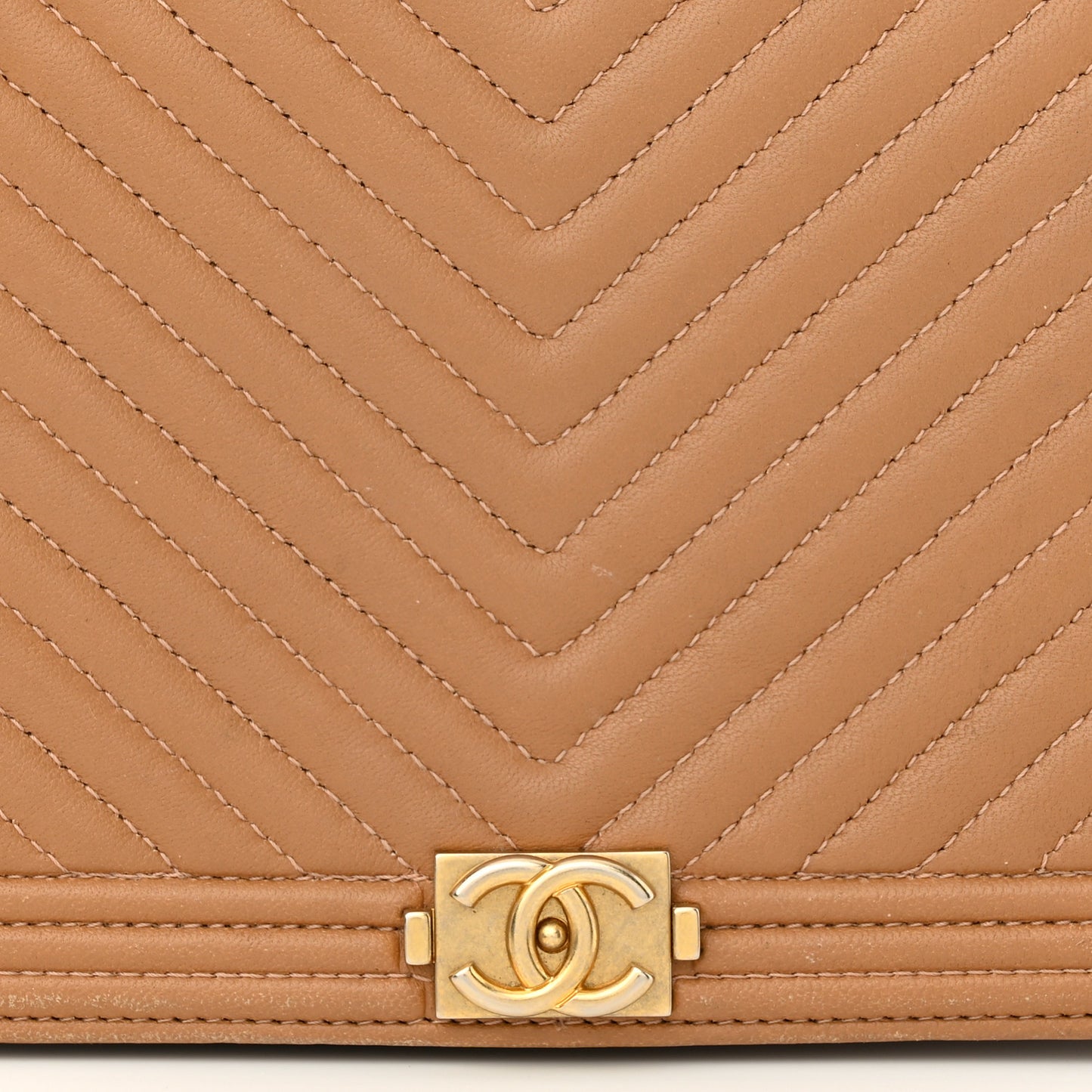 Lambskin Chevron Quilted Boy Wallet On Chain WOC Brown