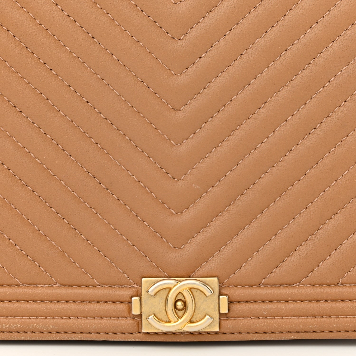 Chanel Lambskin Chevron Quilted Boy Wallet On Chain WOC Brown 9 of 12