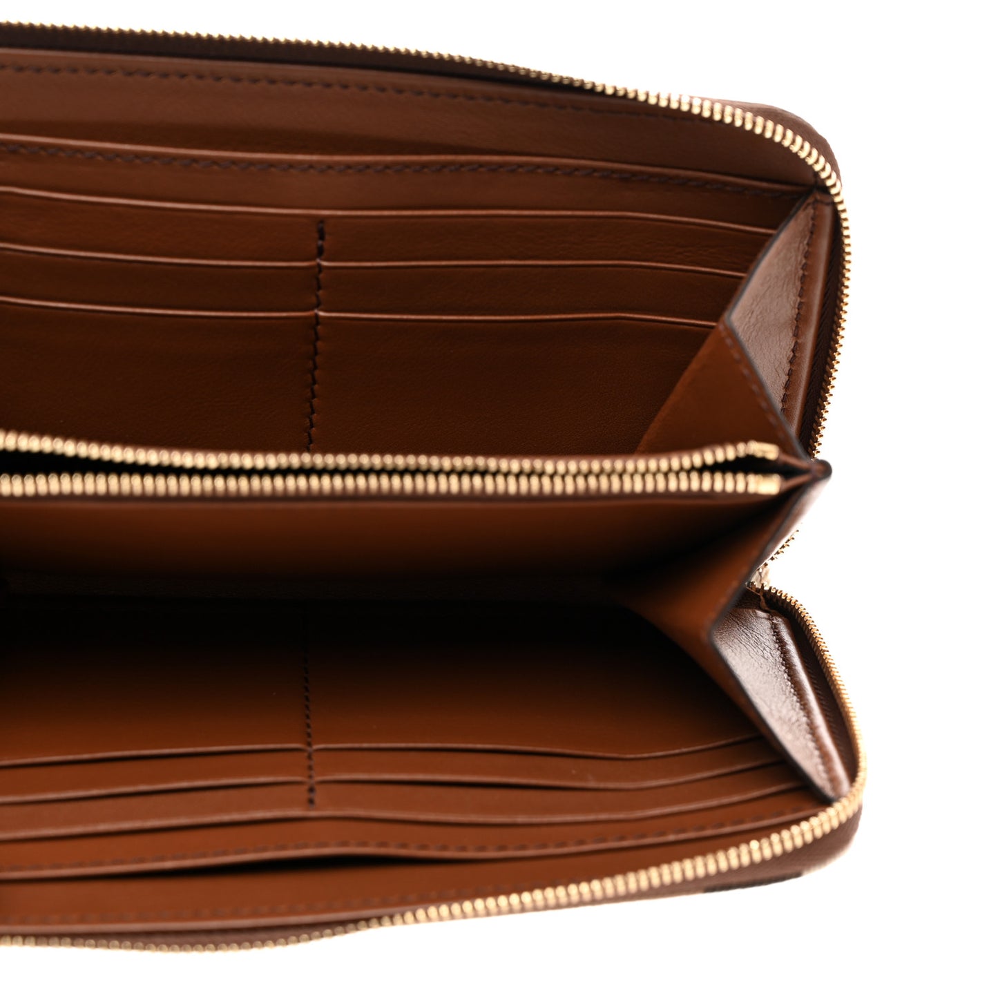 Calfskin House Check Elmore Zip Around Wallet Tan