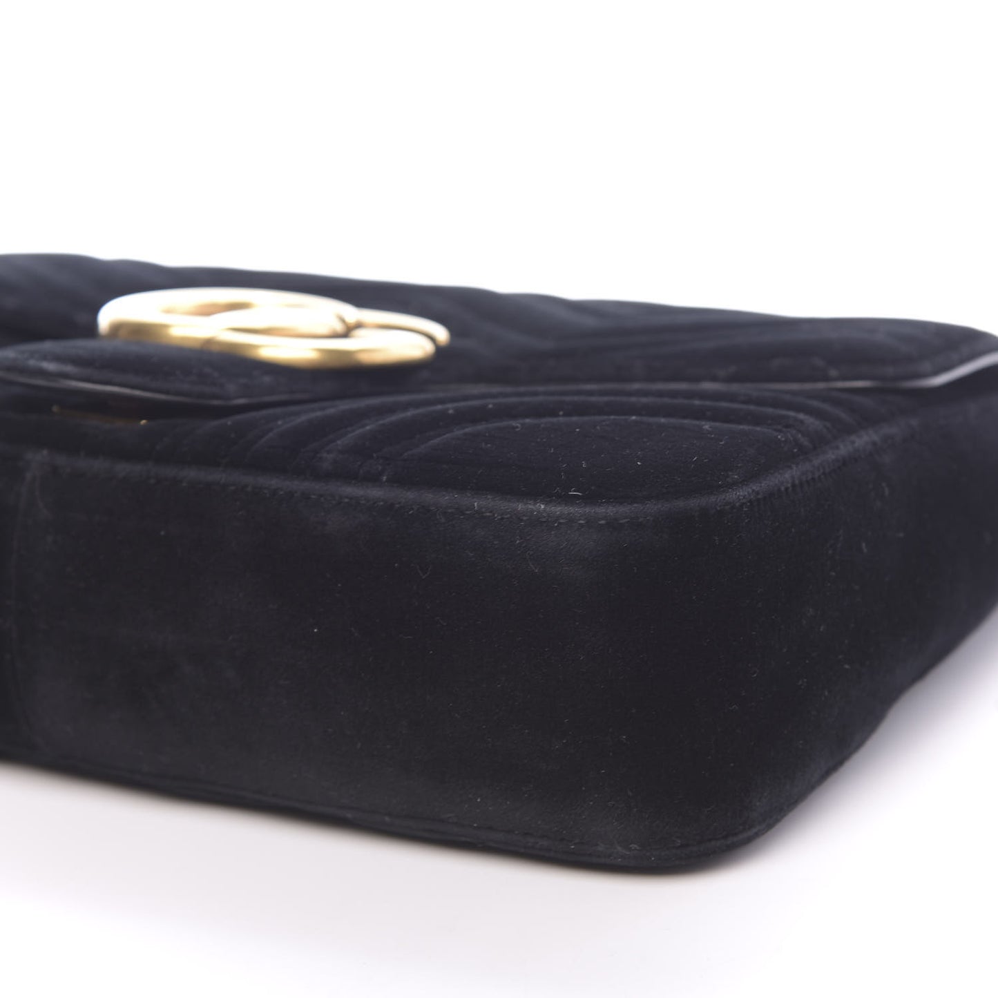 Velvet Matelasse Medium GG Marmont Shoulder Bag Black