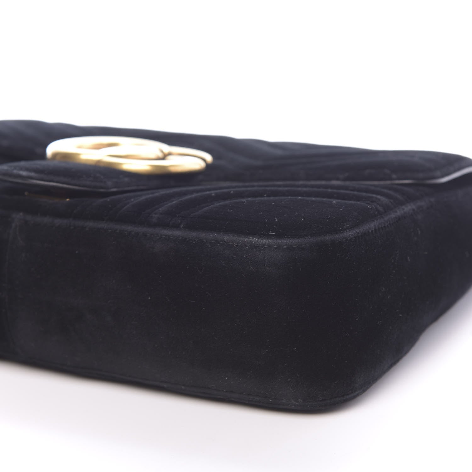 Gucci Velvet Matelasse Medium GG Marmont Shoulder Bag Black 9 of 10