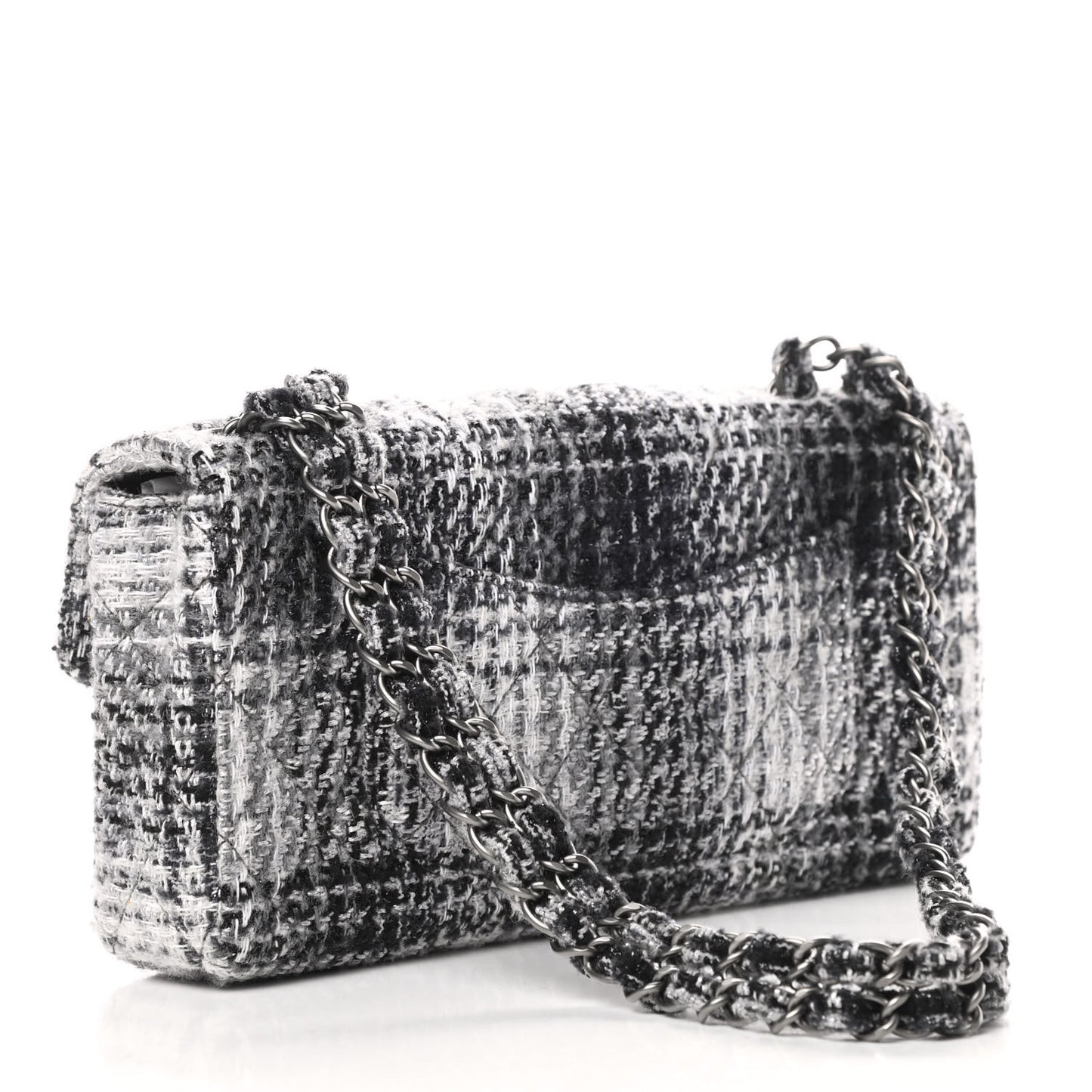 Tweed East West Flap Black White