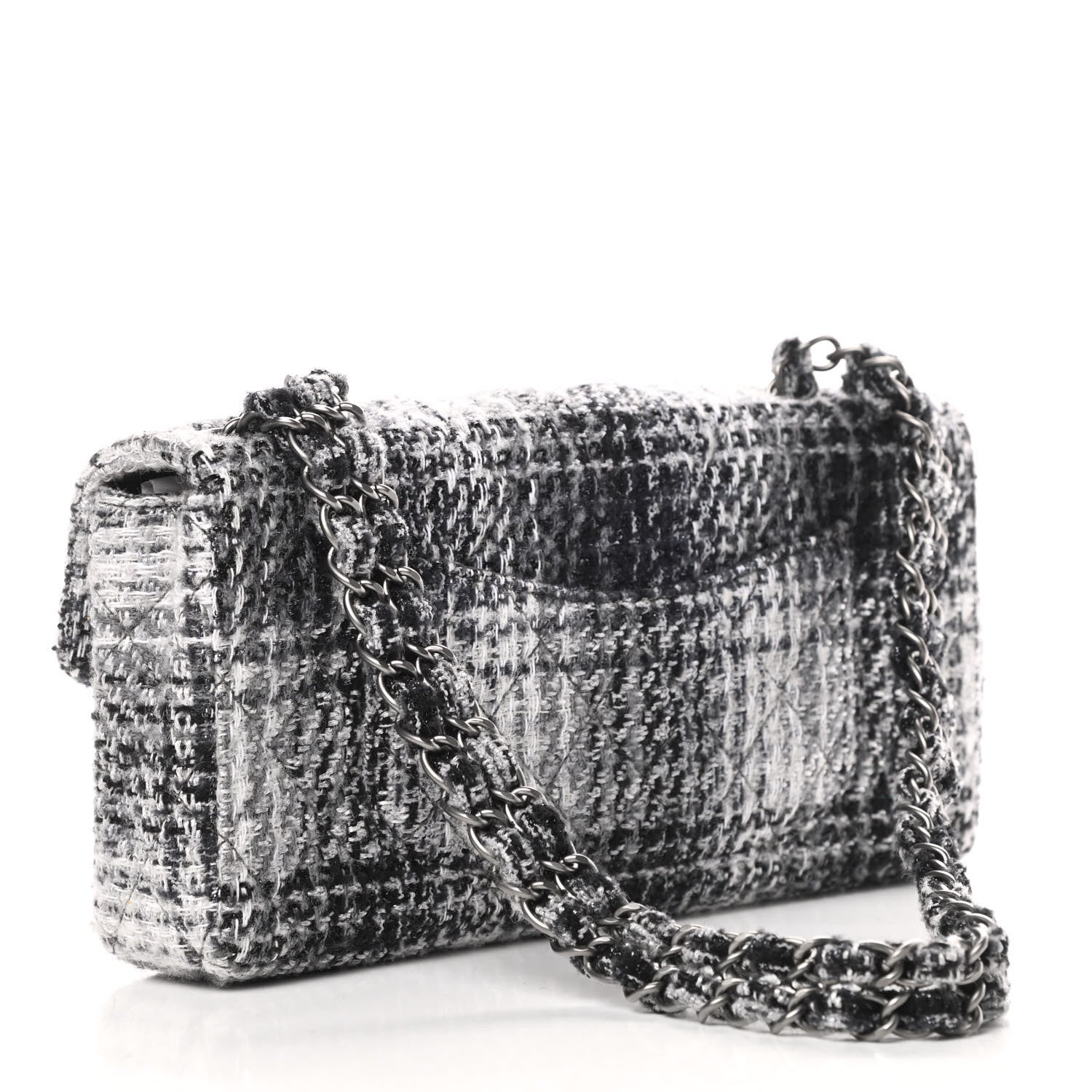 Chanel Tweed East West Flap Black White 3 of 11