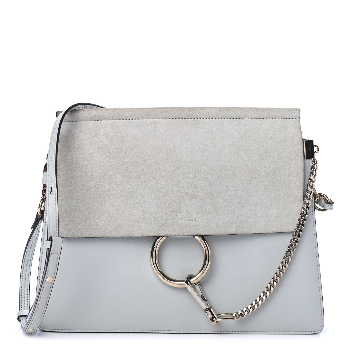 Chloe Calfskin Suede Medium Faye Shoulder Bag Airy Grey 1 of 5