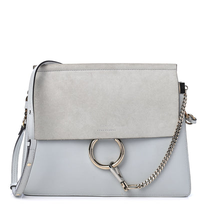 Chloe Calfskin Suede Medium Faye Shoulder Bag Airy Grey 1 of 5