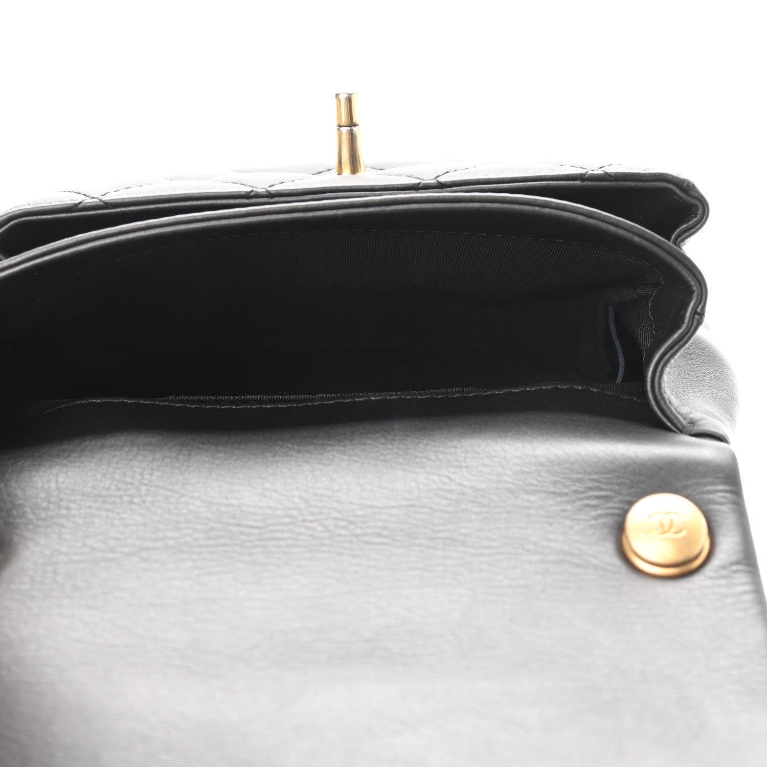 Chanel Calfskin Quilted Top Handle Flap Black 5 of 11