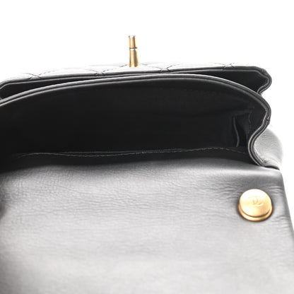 Chanel Calfskin Quilted Top Handle Flap Black 5 of 11