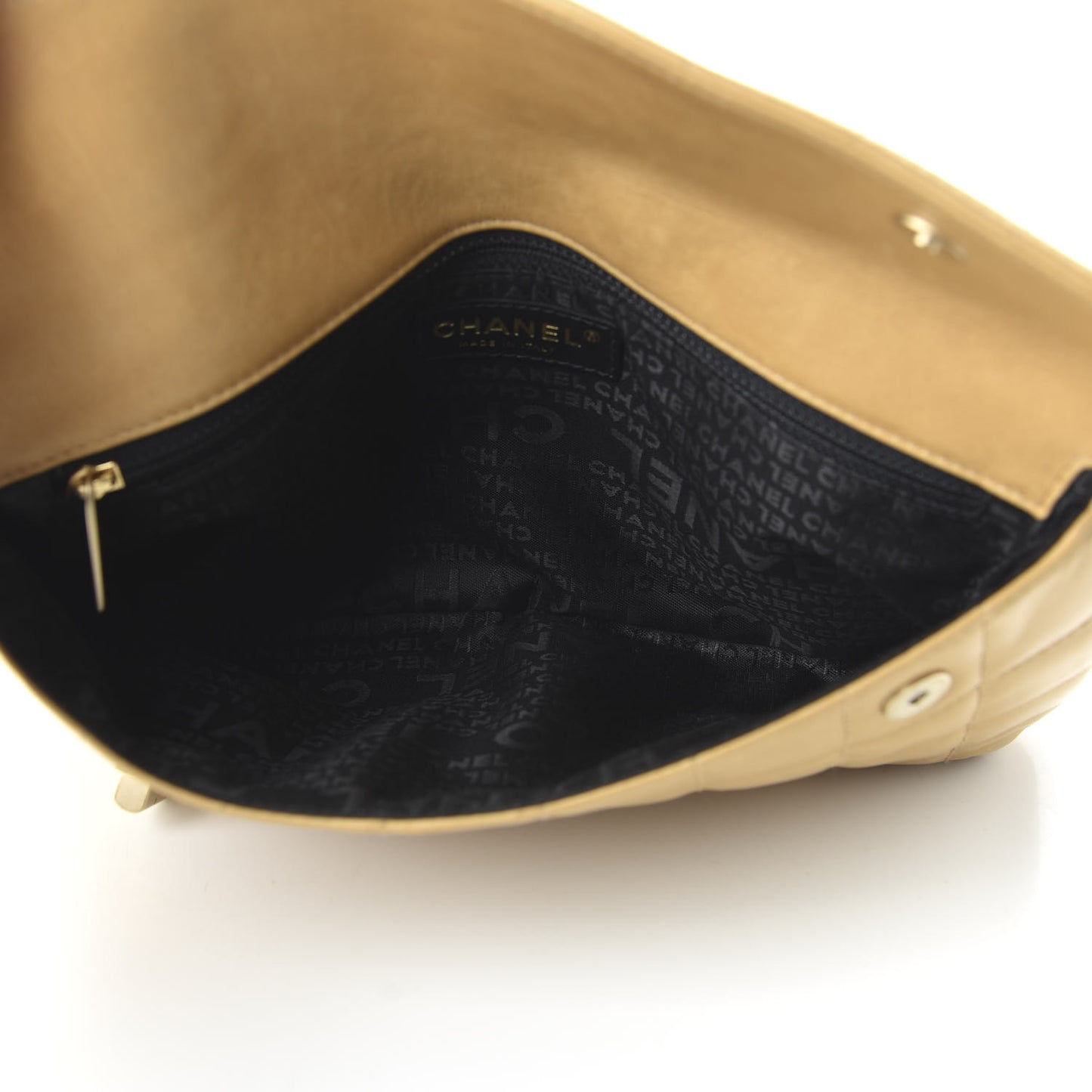 Lambskin Chocolate Bar Mademoiselle Flap Shoulder Bag Beige