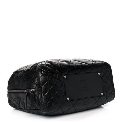Chanel Aged Calfskin Quilted Large Secret Tag Bowling Bag Black 4 of 12