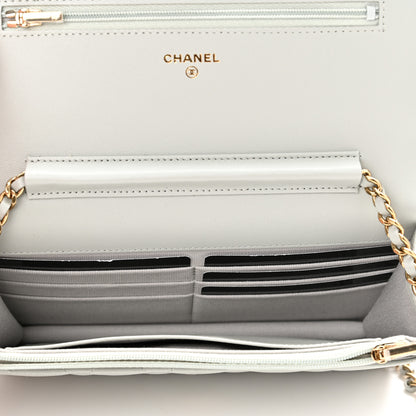 Chanel Lambskin Quilted Wallet On Chain WOC Grey 8 of 12
