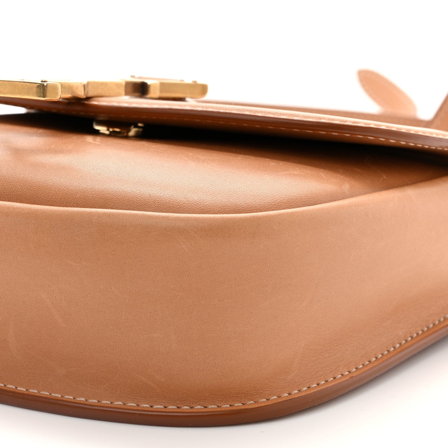 SAINT LAURENT Smooth Calfskin Cotton Canvas Small Kaia Satchel Natural Beige