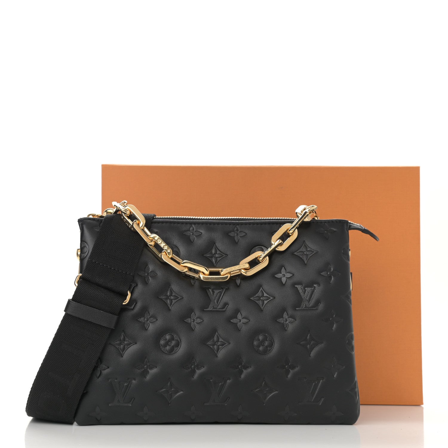 Louis Vuitton Lambskin Embossed Monogram Coussin PM Black 11 of 11