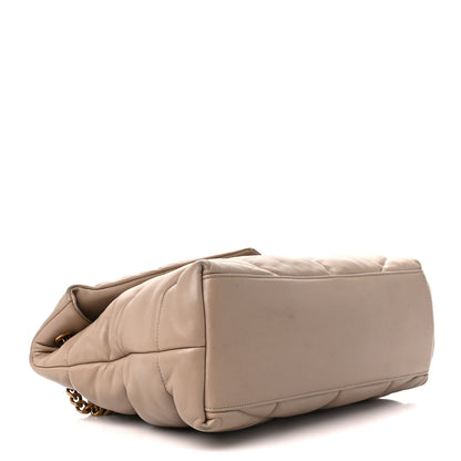 Saint Laurent Lambskin Quilted Medium Loulou Puffer Monogram Chain Satchel Dark Beige 4 of 11