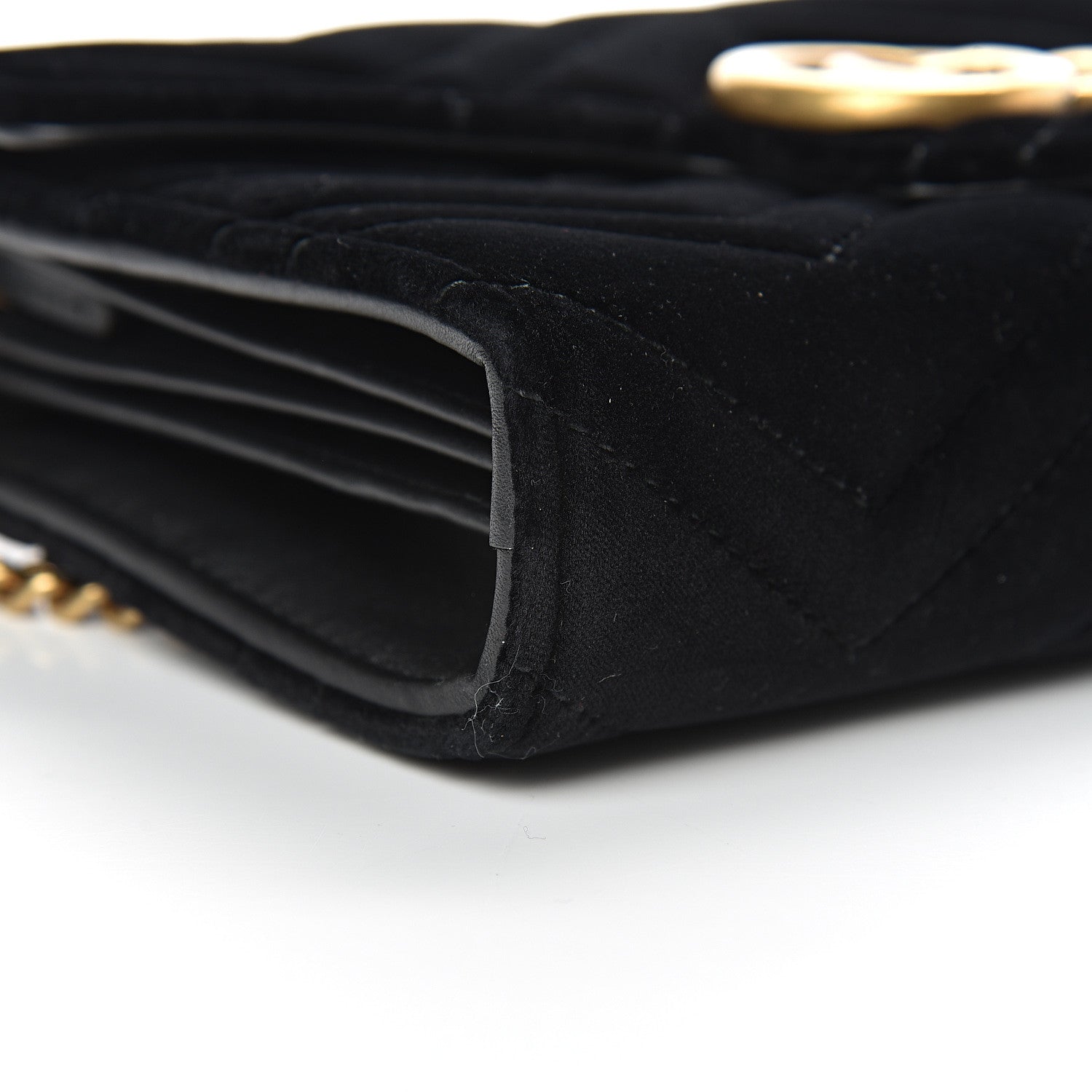 Gucci Velvet Matelasse GG Marmont Chain Wallet Black 8 of 11