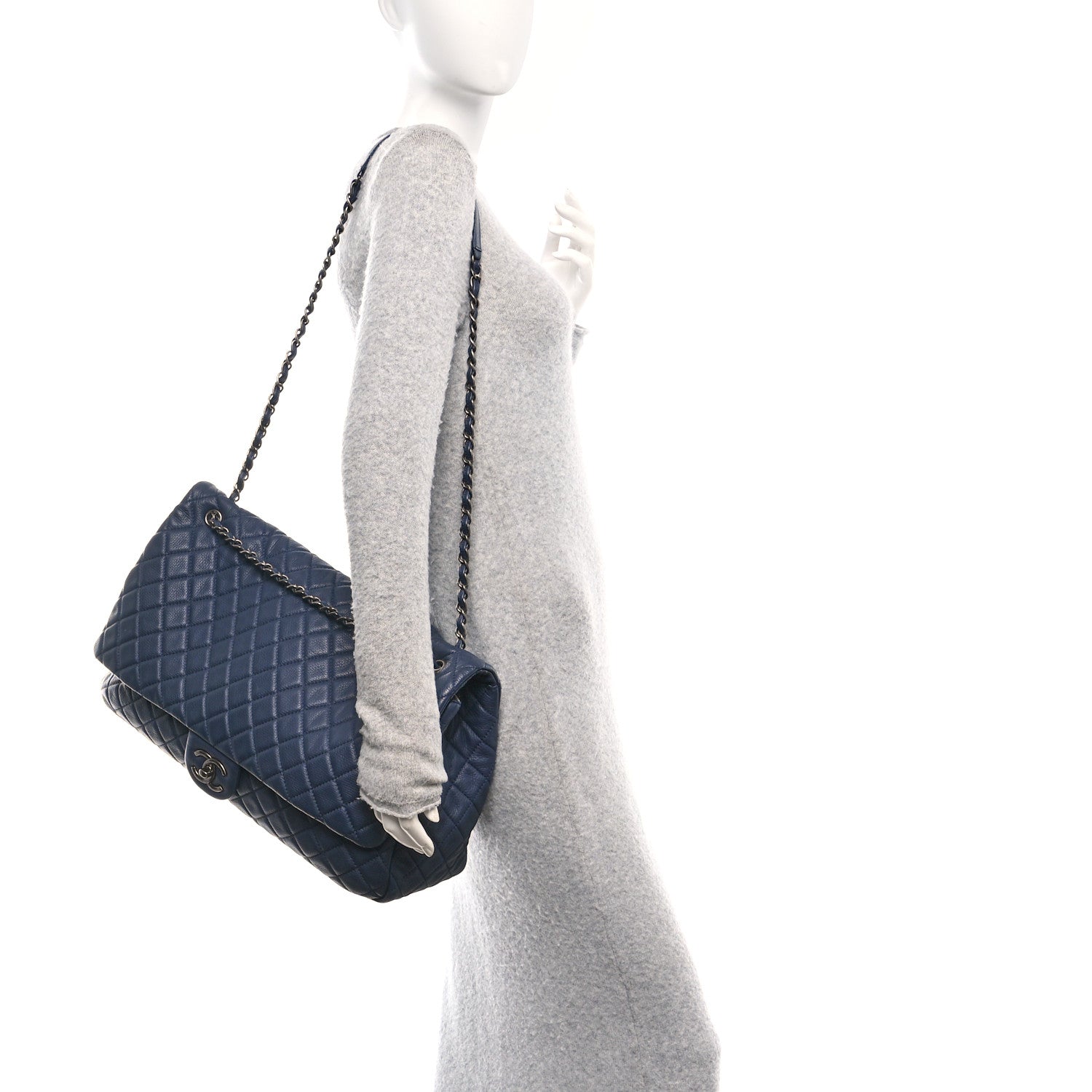 Chanel Calfskin Quilted XXL Travel Flap Bag Navy 2 of 10