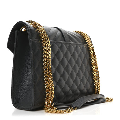 Saint Laurent Grain De Poudre Textured Mixed Matelasse Triquilt Medium Monogram Satchel Dark Smog 3 of 11