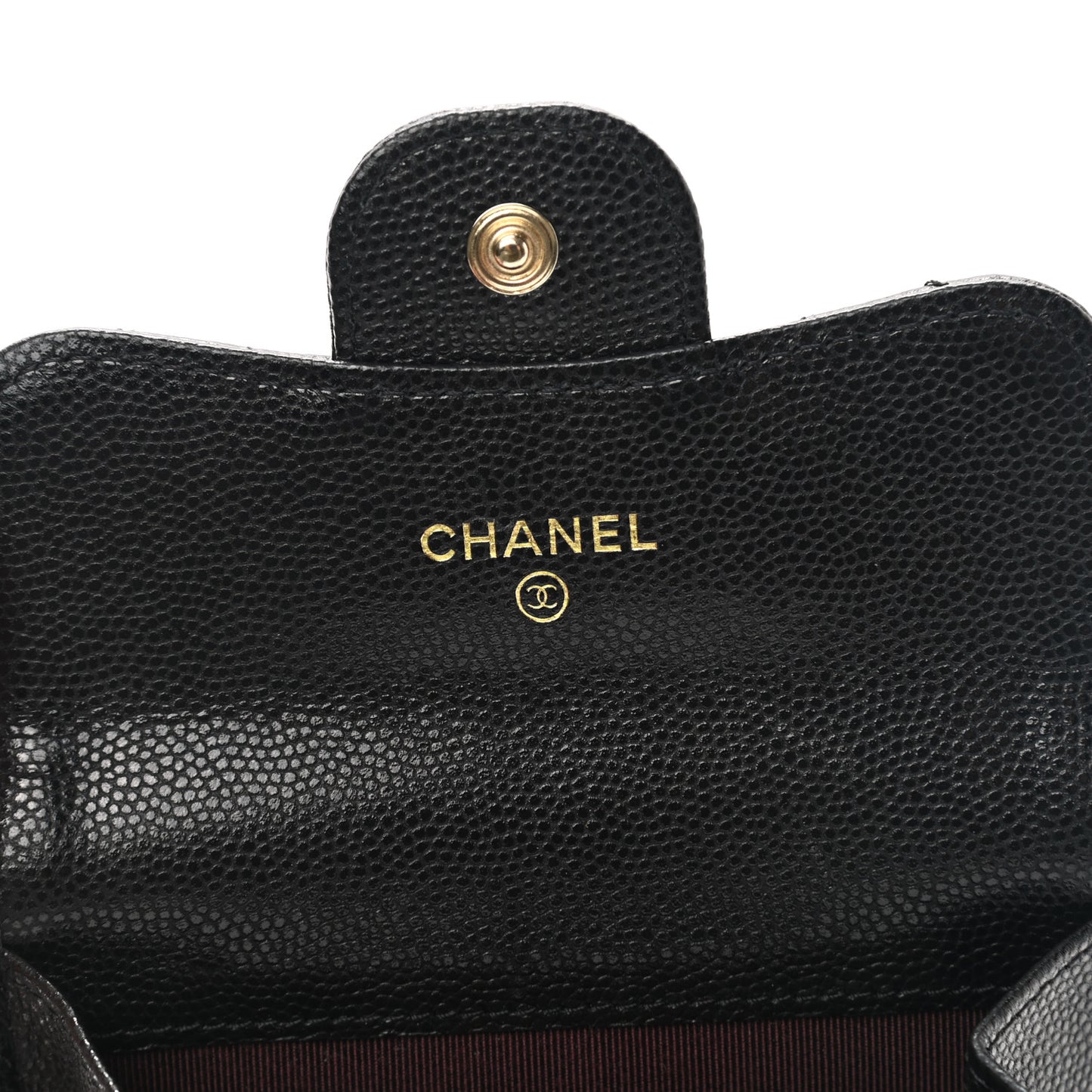Caviar Quilted Flap Card Holder Chain Wristlet Black