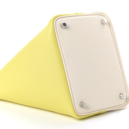 Hermes Taurillon Clemence Casaque Picotin Lock 18 PM Lime Nata 6 of 11