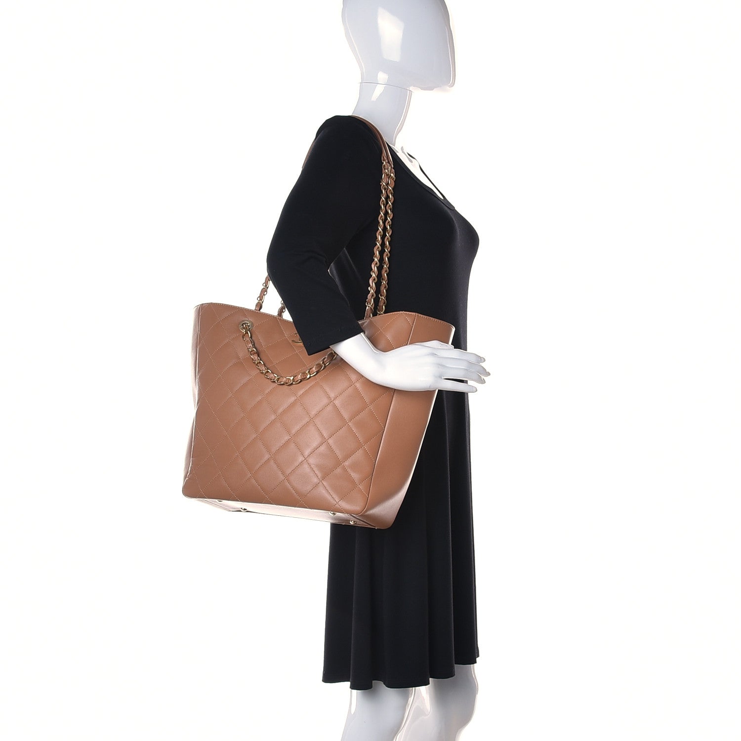 Chanel Calfskin Stitched Large Shopping Bag Brown 2 of 10