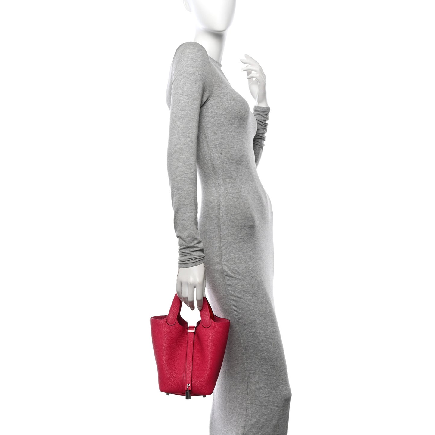 Taurillon Clemence Swift Eclat Picotin Lock 18 PM Rose Mexico Rouge De Coeur
