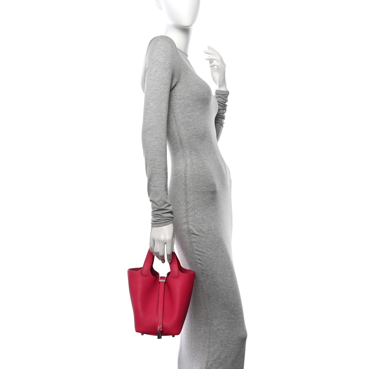 Hermes Taurillon Clemence Swift Eclat Picotin Lock 18 PM Rose Mexico Rouge De Coeur 2 of 11