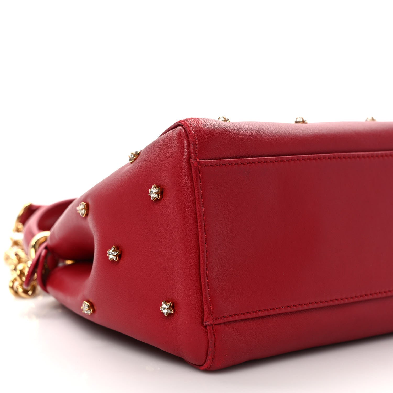 Fendi Nappa Crystal Stars Studded XS Peekaboo Iconic Satchel Fragola 7 of 8