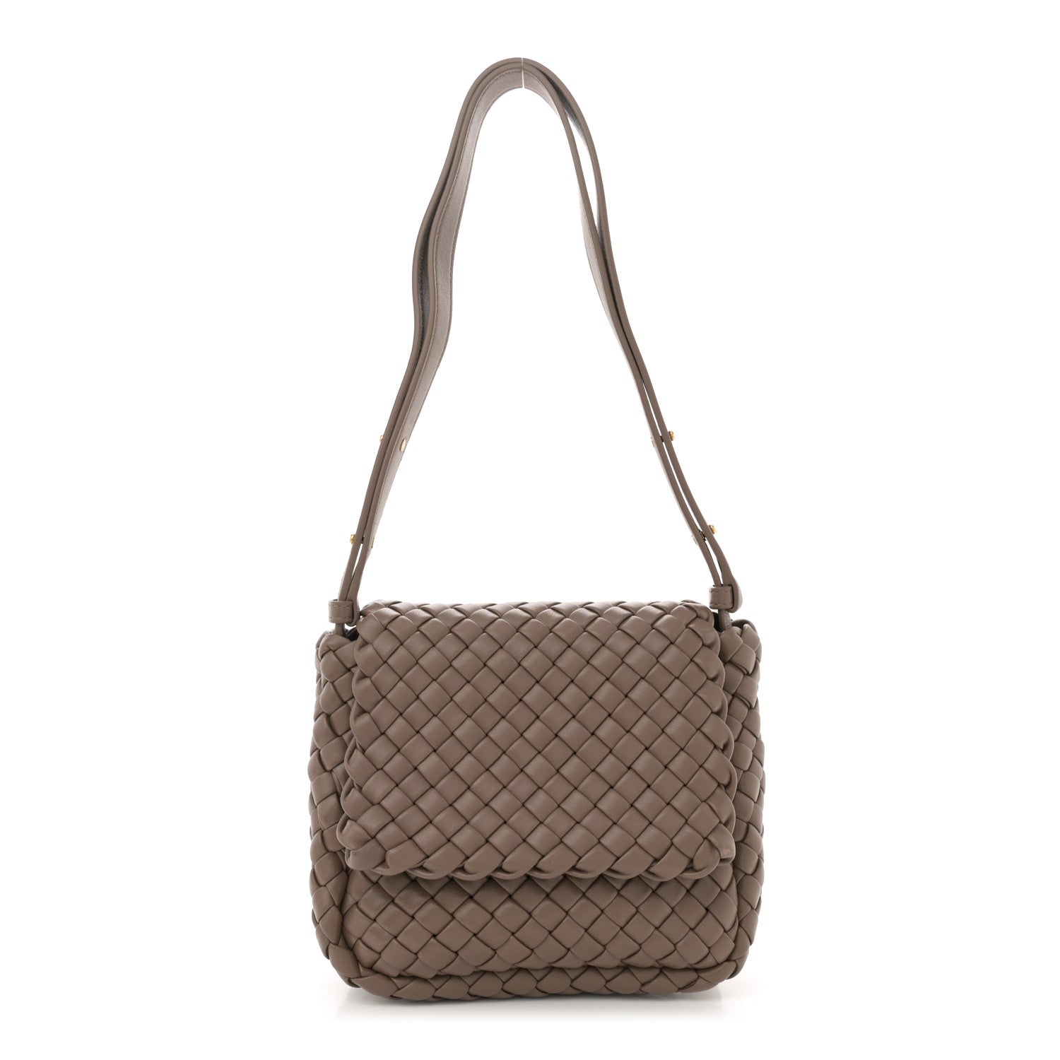Bottega Veneta Nappa Intrecciato Mini Cobble Shoulder Bag Taupe Grey 1 of 10