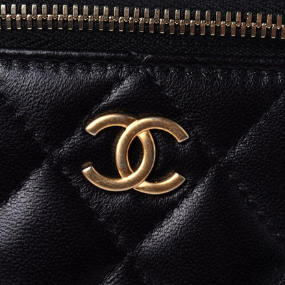 Chanel Lambskin Quilted Top Handle Mini Vanity Case With Chain Black 4 of 4