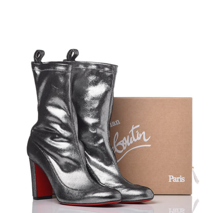 Christian Louboutin Veau Velours Stretch Gena 85 Bootie 36 Silver 9 of 9