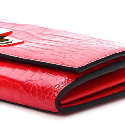Fendi Shiny Alligator Vitello Century Lucido Peekaboo Continental Wallet Pomodoro 10 of 13