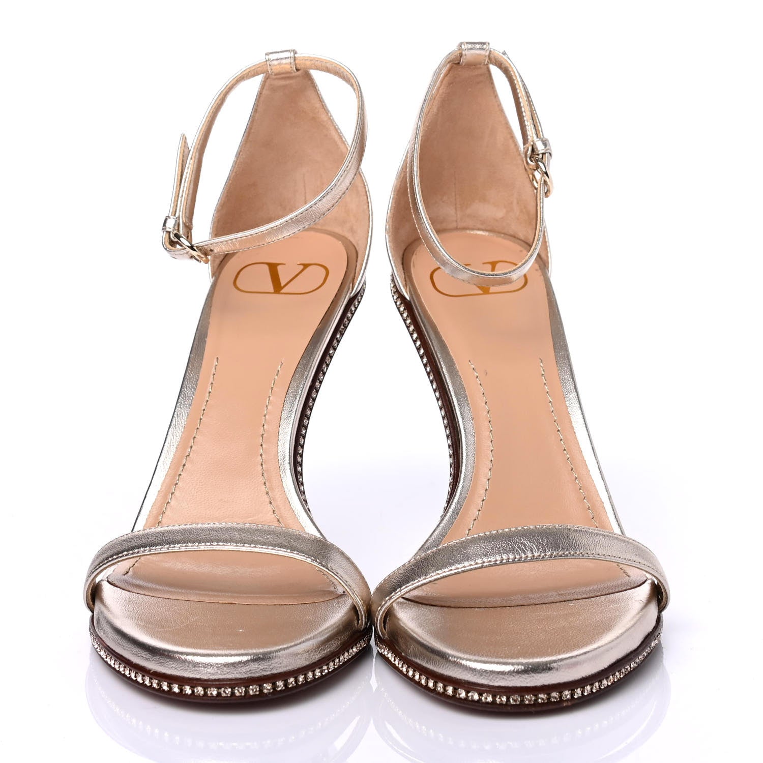 Valentino Garavani Metallic Nappa Crystal Star Carpet Evening Sandals 37 Silver 2 of 4