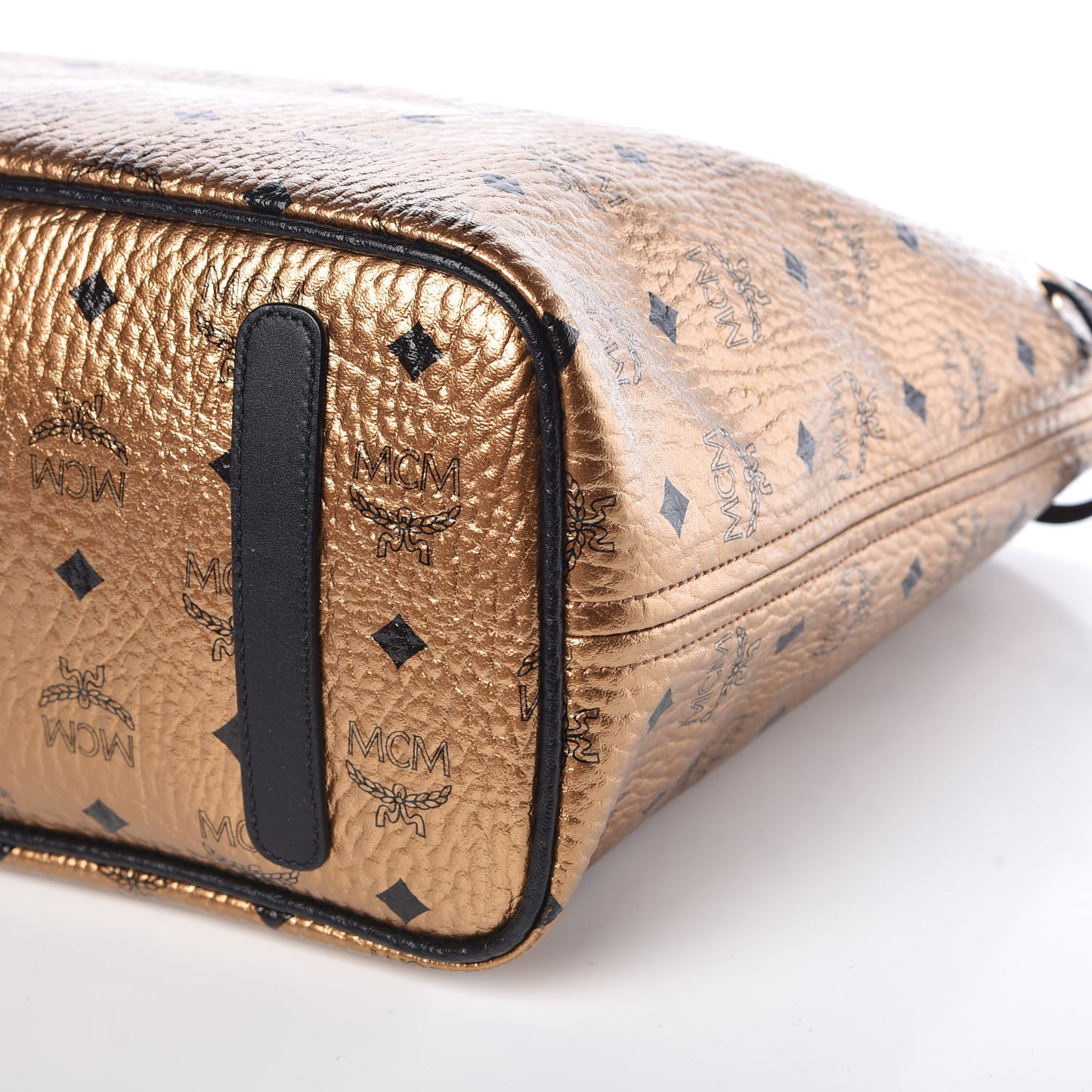 Metallic Visetos Medium Shopper Tote Gold