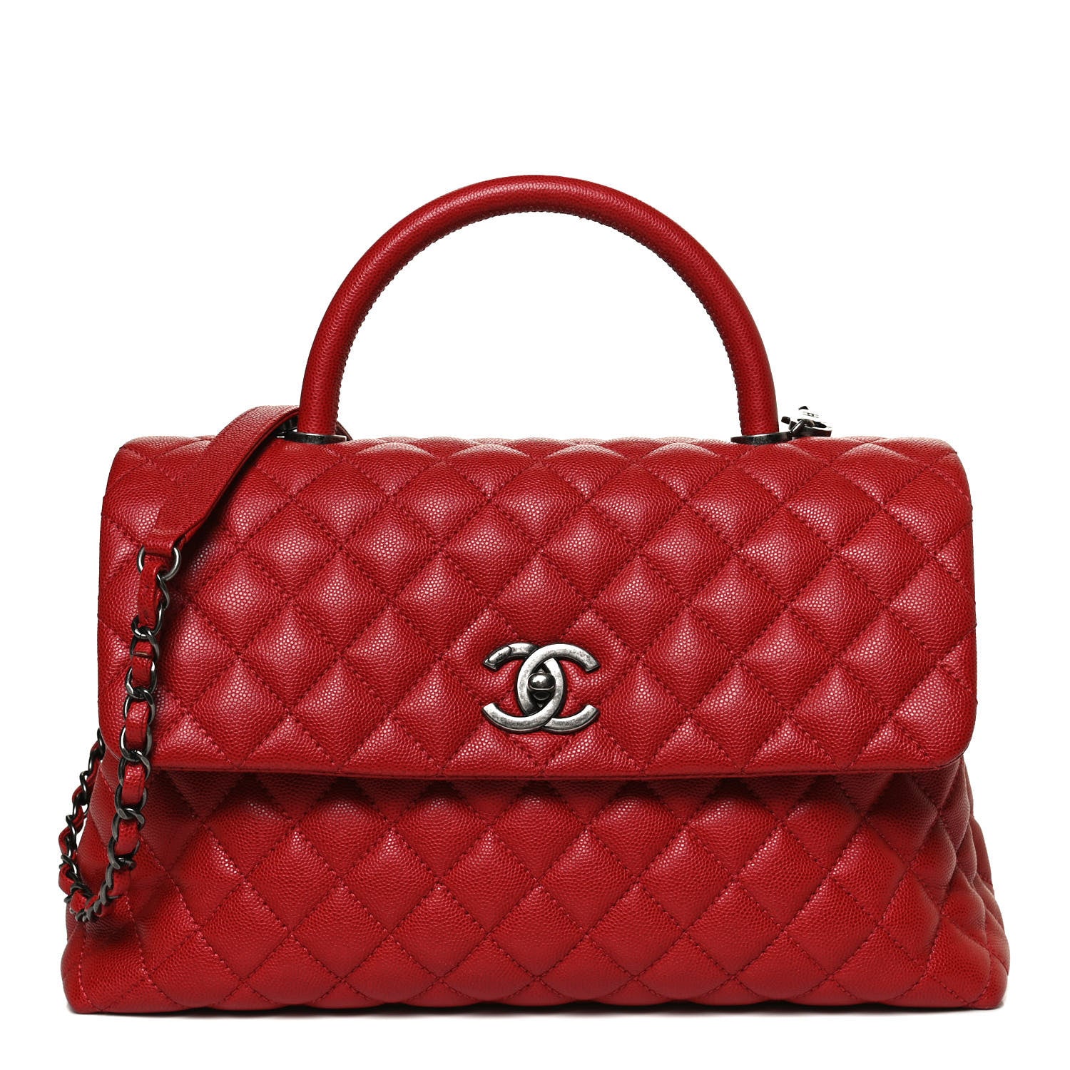 Chanel Caviar Quilted Medium Coco Handle Flap Red 1 of 10