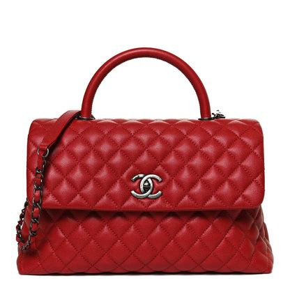 Chanel Caviar Quilted Medium Coco Handle Flap Red 1 of 10