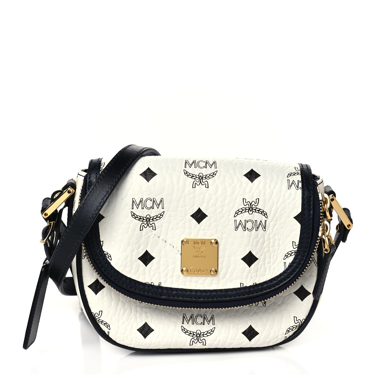 MCM Visetos Mini Heritage Crossbody White Marine 1 of 9