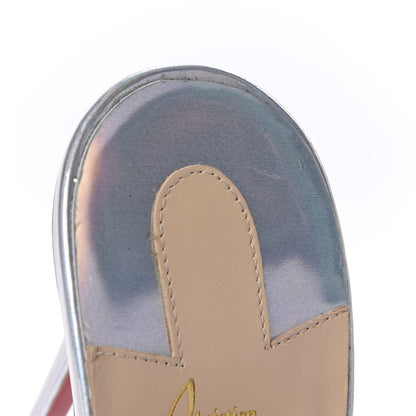 Christian Louboutin Specchio Calfskin Crystal Marthastrass 100 Slide Sandals 39 Silver Multicolor 8 of 10