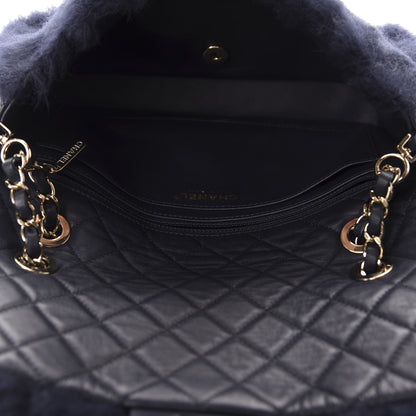 Chanel Shearling Lambskin Quilted Medium Single Flap Navy Blue 5 of 10