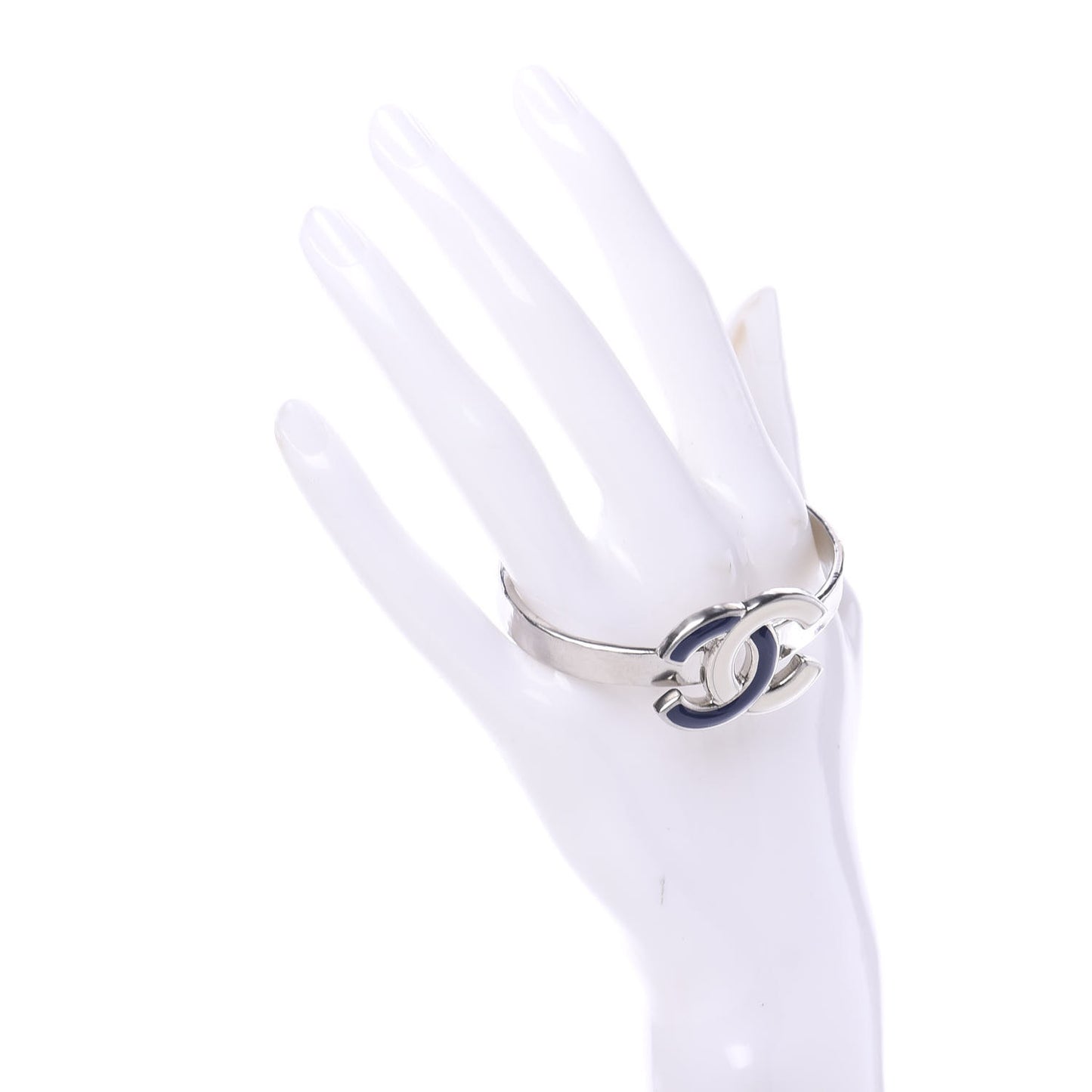 Hammered CC Cuff Silver Blue White