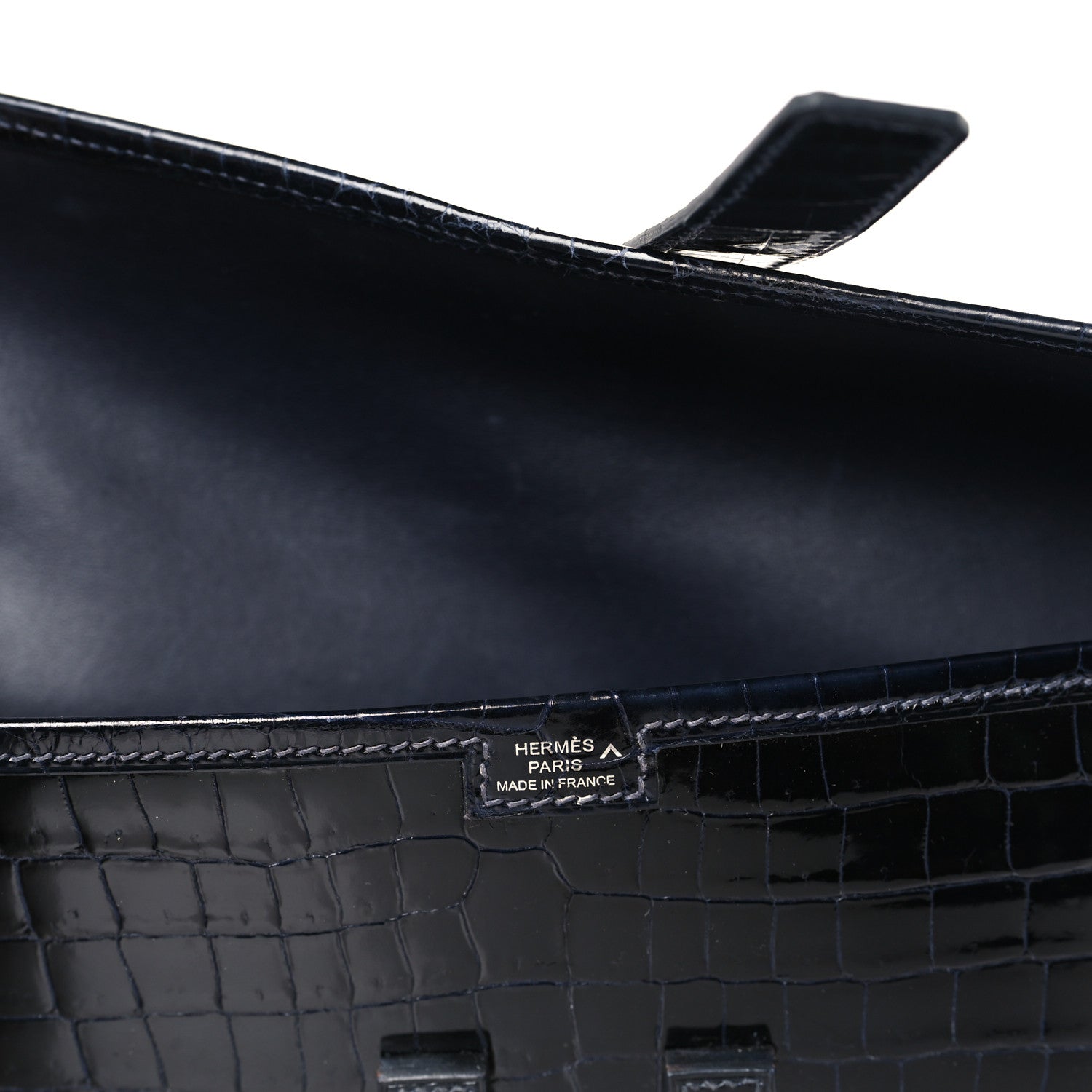Hermes Shiny Porosus Crocodile Jige Elan 29 Clutch Bleu Marine 6 of 9