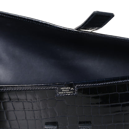 Hermes Shiny Porosus Crocodile Jige Elan 29 Clutch Bleu Marine 6 of 9