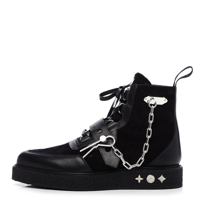 Louis Vuitton Calfskin Suede Mens Creeper Ankle Boots 9.5 Black 1 of 8